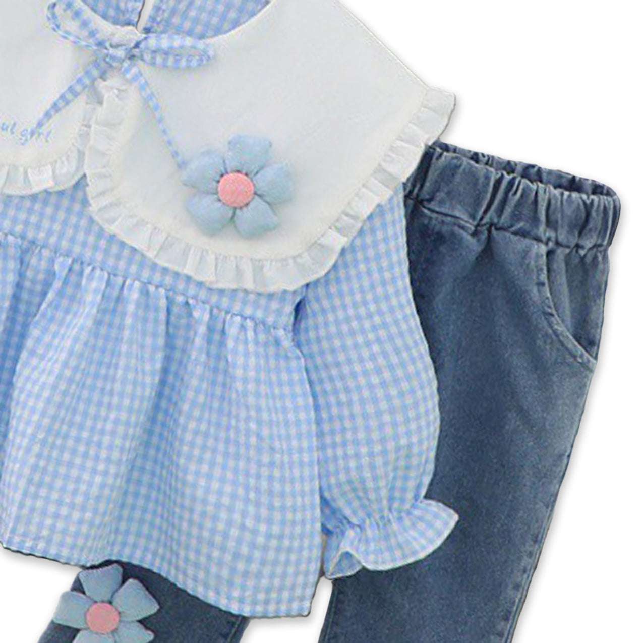 GIRL'S FLORAL TOP AND JEANS SET